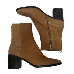 Donald J. Pliner Camel Brown Kath Leather Square Toe Ankle Boots 11M Zip